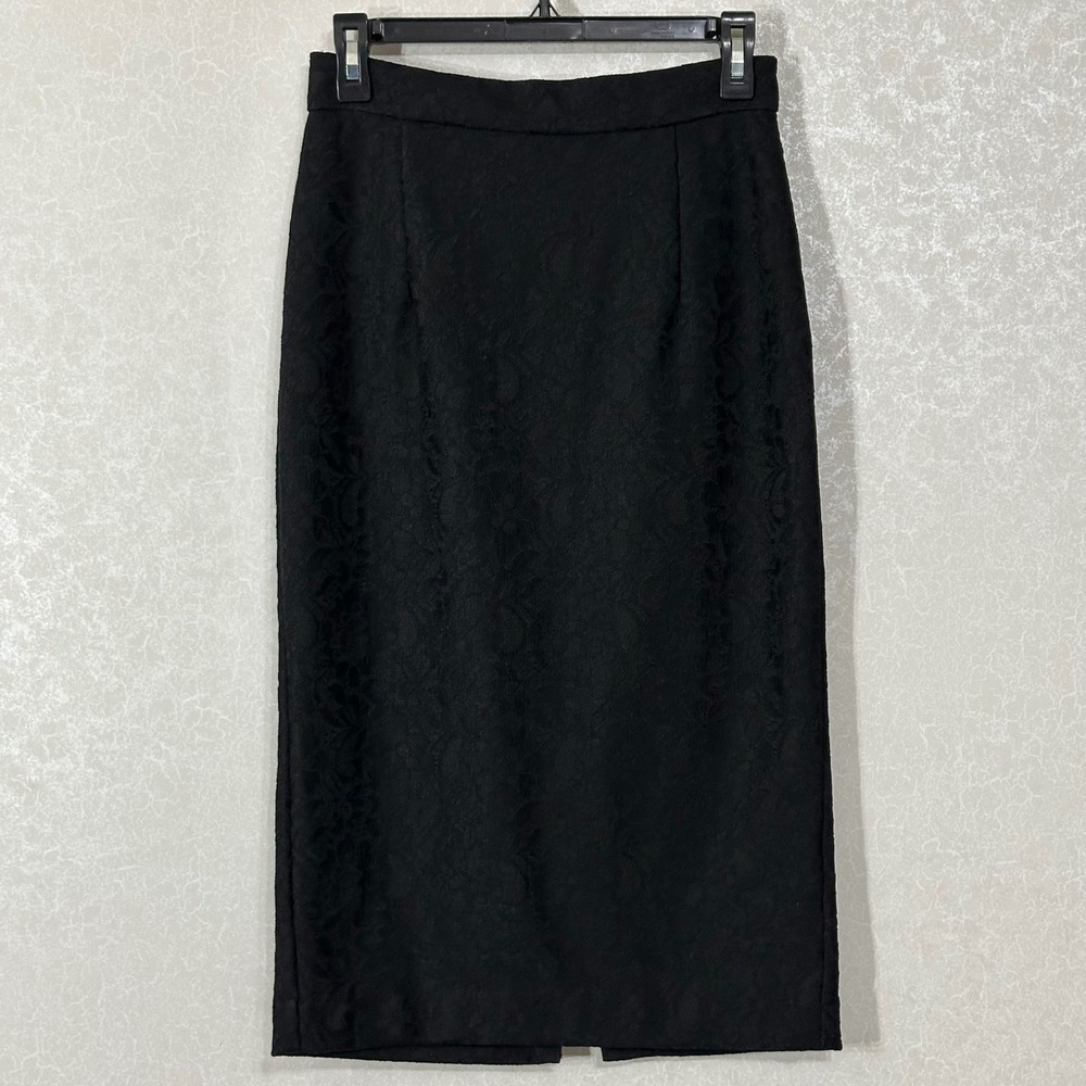 Jennifer‎ Lopez Floral Lace Pencil Skirt High Waisted Midi Black Professional 2